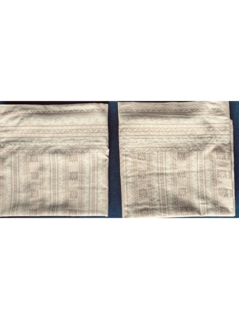 Pair KING Sz Pillowcases 100% Cotton JC Penney Home Tan White Geometric Floral